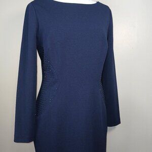 JESSICA HOWARD BLUE DRESS WITH BEADED SIDE ACCENTS, SEMI FORMAL SZ 10